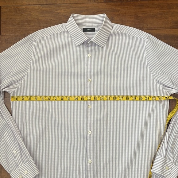Theory mens lilac White Plaid Buttons Down Shirt Size 17 R - Picture 4 of 11